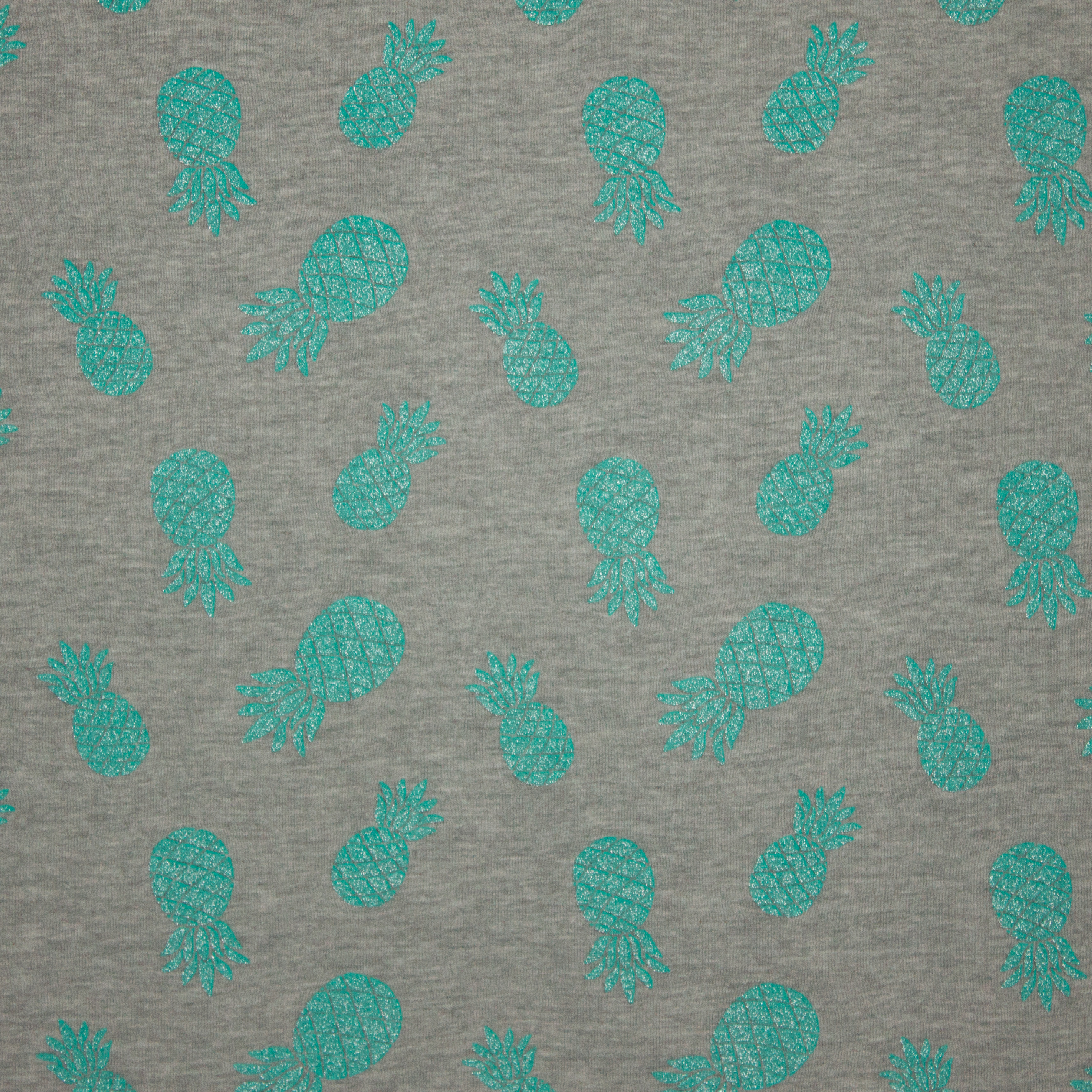 Sweaterstof met ananas in groene glitter
